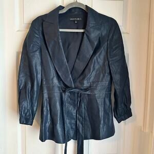 Lafayette 148 Navy Blue Linen Jacket Blazer Size 4 MSRP $598